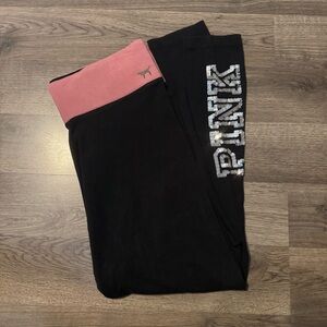 Victoria’s Secret PINK YOGA Bling Sequined Leggings Dog Logo Y2K Women’s Medium